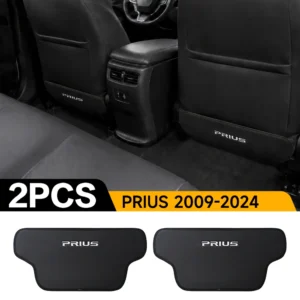 2Pcs Custom Black Seat Back Kick Protectors for Toyota Prius 2009-2024, Anti-Dirt Rear Seat Covers with Prius Logo