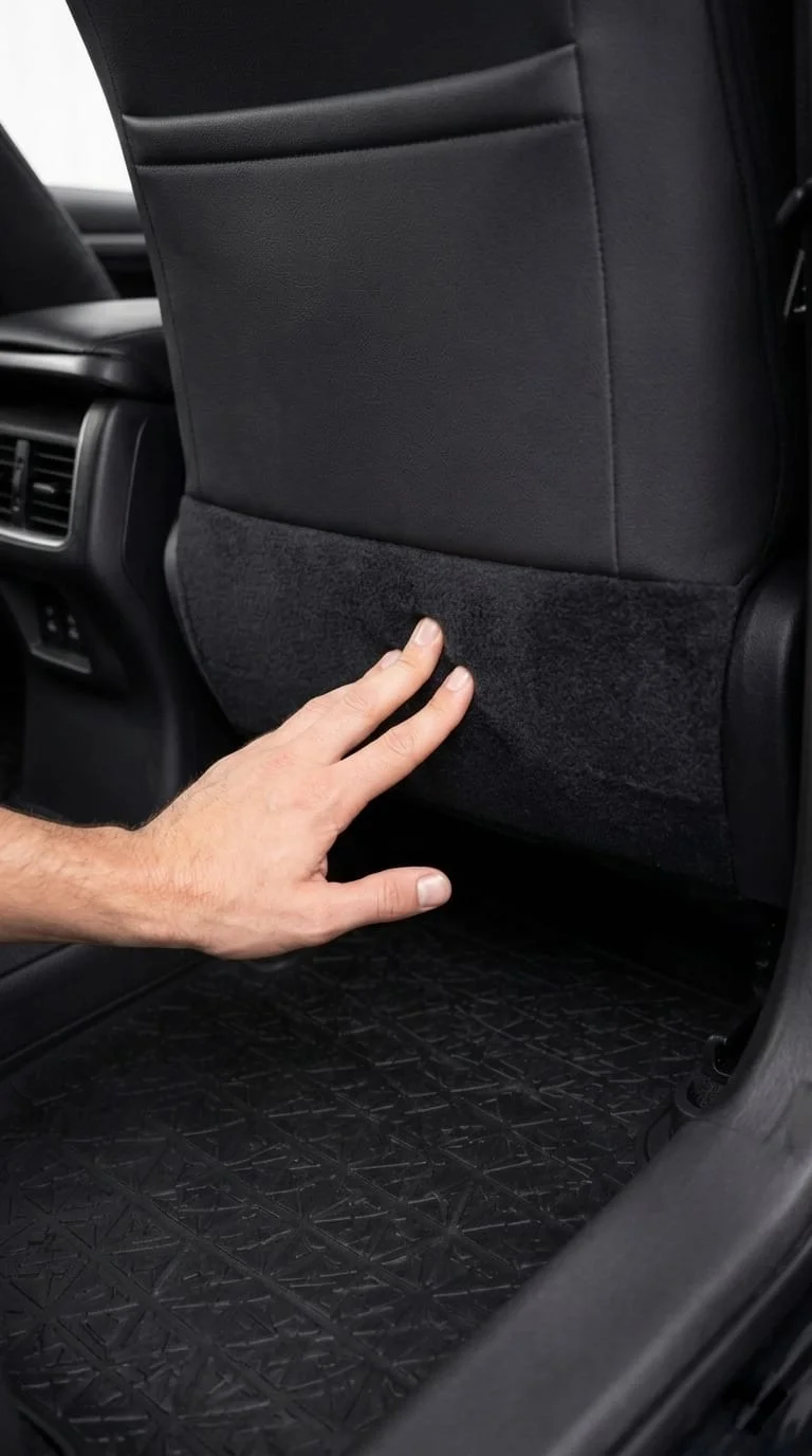 close-up of eco-leather lower trim protector surface